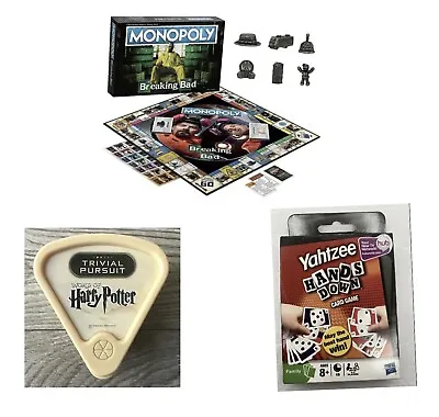 Games-Monopoly Breaking Nad/Trivial Pursuit World Of HP/Yahtzee Hands Down Card  • $8.88