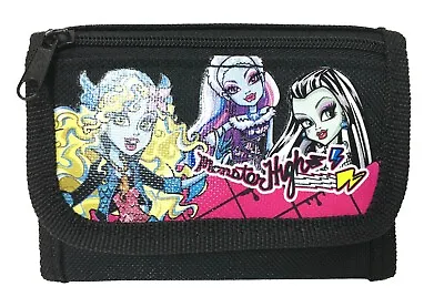 Monster High Kids Tri-Fold Wallet Coin Holder Bag [Black] • $7.95