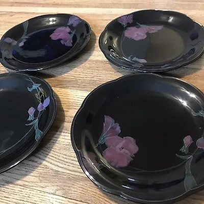 4 Pcs. MIKASA RONDO TANGO W/ LAVENDER FLOWER DINNER SALAD PLATES DINNERWARE • $13