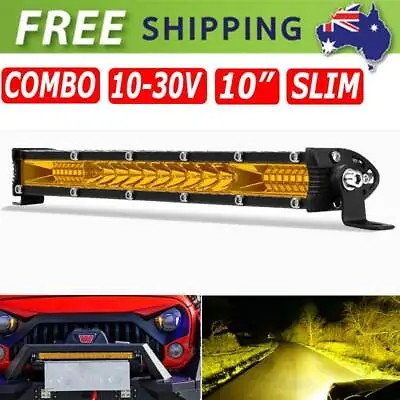 10  Inch LED Light Bar Flood Spot Combo Fog Driving Work Lamp Offroad SUV Yellow • $24.56