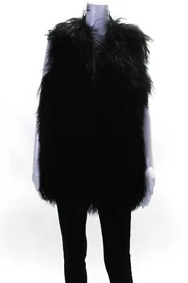 Hoss Intropia Womens Mongolian Lamb Goat Fur Vest Jacket Black EU 42 S M • $69.99