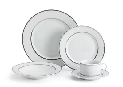 Mikasa Leo Platinum 5-Piece Place Setting Porcelain Dinnerware Set Service For 1 • $26.99