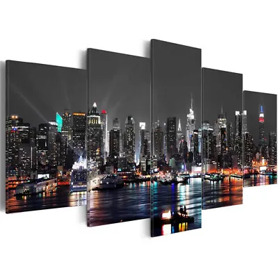 5 Pieces Canvas Wall Art Poster Print Modern City Night Painting Home Decor  • $11.09
