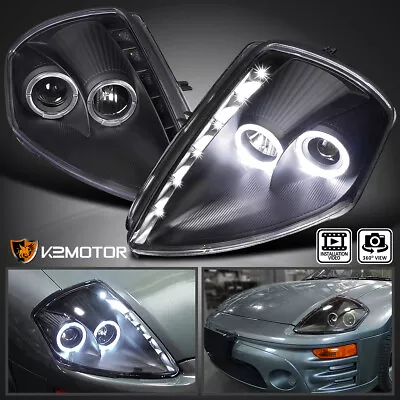 Black Fits 2000-2005 Eclipse LED Strip Halo Projector Headlights Lamps • $158.38