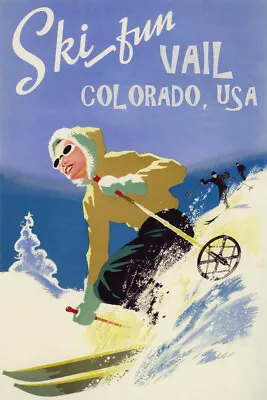 $21.06 • Buy Ski Fun Vail Colorado Downhill Skiing Winter Sport Vintage Poster Repro FREE S/H