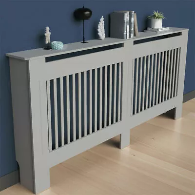 92cm Tall Radiator Cover White Grey Traditional MDF Wood Cabinet Grill Cover  • £64.93