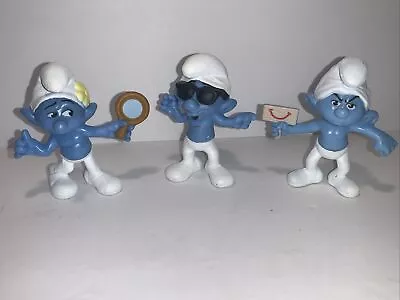 2013 McDonalds Smurfs Grouchy Vanity Smooth Happy Meal Toys Lot Of 3  • $13.44