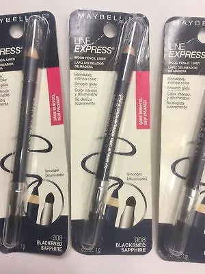 3X Maybelline Line Express Eye Liner Eyeliner Blackened Sapphire#908 NEW PACKAGE • £30.20