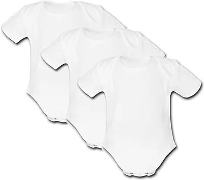 Boys & Girls White Baby Grow Blank Bodysuit Short Sleeve TESCO F&F Brand 3 PACK • £5.50