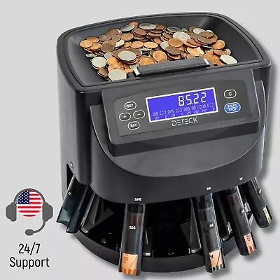 DETECK DT100 Coin Counter Machine Automatic Coin Roller Sorter And Wrapper • $600