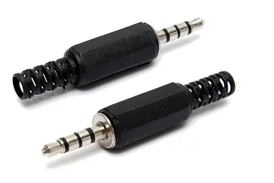 2 Pcs 3.5mm TRRS 4 Pole Audio Jack Replacement Stereo Male Plug Headphone Repair • £4.39
