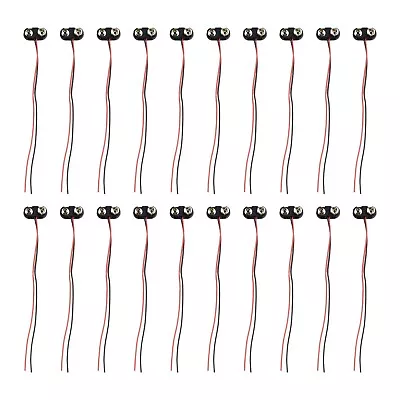 9V Battery Clip Connector T Type With 15cm Cable In Hard Shell Black (20pcs) • $22.76