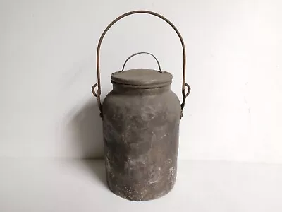 Antique Metal Liquid Dairy Milk Cream Can Pail W/ Bale Handle Approx. 8  X 5   • $35