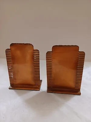 VTG Gregorian Copper Pair Of Bookends California MCM 215 Hand Hammered Crimped • $18.95