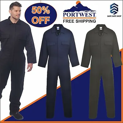 £8.99 • Buy Portwest Cotton Workwear Overall Coverall Boiler Suit Garage Mechanic Wear S-2XL