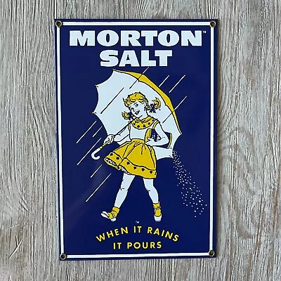 Morton Salt Sign Andy Rooney 1950's Porcelain Sign Reproduction Enamel/Metal • $79.98