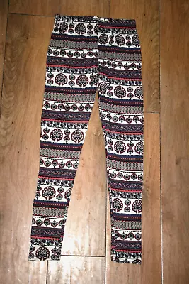 NEW! NEW LOOK Mixed Paisley Print Stripe Leggings SIZE 8 Boho Moroccan Fair Isle • £5.99