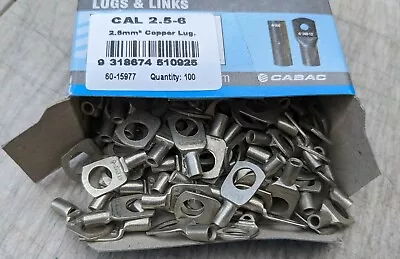 CABAC Copper CU LUG 2.5MM2 CABLE 6MM STUD CAL2.5-6 Box Of 100 • $31.92