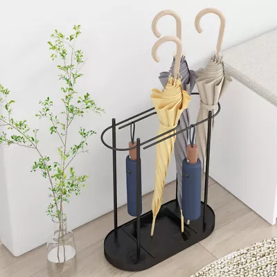 Free Standing Umbrella Rack Metal Umbrella Stand With Drip Tray Vintage Design • $39.50