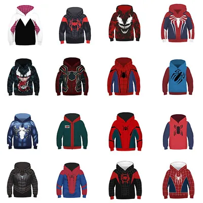 Spider-Man: Into The Spider-Verse Kids Hoodies Coat Sweatshirt Cosplay Jacket • $19.45