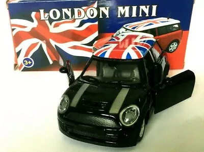 London Mini Cooper Pull Back 1:36 Scale Die Cast Model Toy Car - Black D/S • £12.25