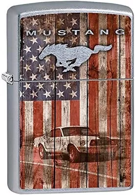 Zippo 64706 Ford Mustang And American Flag Street Chrome WindProof Lighter • $23.50