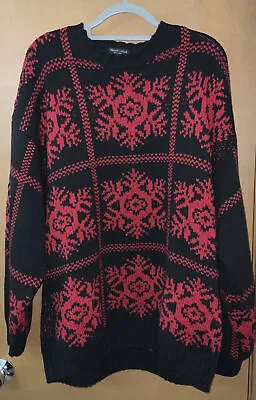 GANT Mens Sweater Size XXL 2XL  Chunky *Hand Knit* Cotton Red Black Crew Neck • $29.88