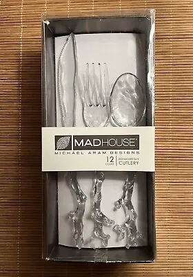 MadHouse 12 Count Coral Reef Clear Plastic Designer Cutlery By Michael Aram NIB  • $25