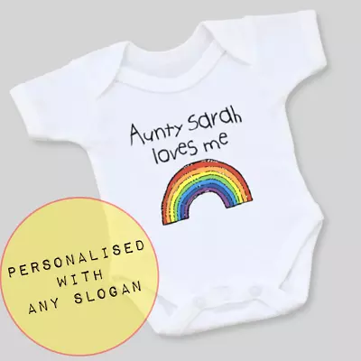 PERSONALISED Unisex Baby Clothing Rainbow Vest Babygrow Baby Shower RAINBOW BABY • £7.50