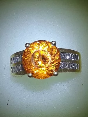 Top World Class 18k Gold Portuguese Cut 5.55ct Mandarin Garnet 85ct Diamond Ring • $5900