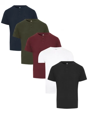 £19.99 • Buy Men Threadbare 2,3 5 Pack Grandad Short Sleeve T-Shirt Cotton Henley Base Layer
