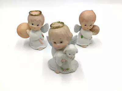 Enesco Ruth Morehead 1985 & 1987 Holly Babes Angels Figurines Set Of 3 • $24.95