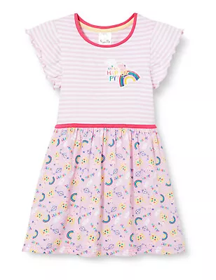 Girls Peppa Pig Dress Summer Toddler Kids Childrens Rainbow Outfit Short Sleeve • £7.19