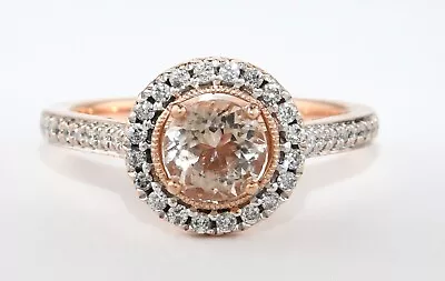 10k Rose Gold Morganite And Diamond Halo Ring • $495