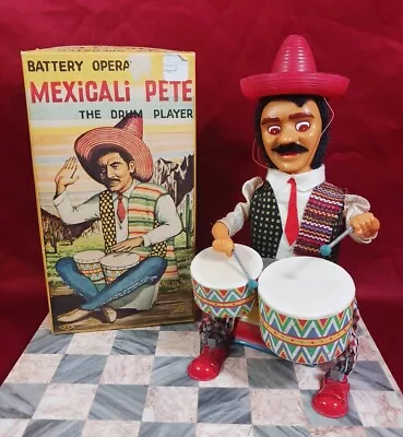 RARE Mexicali Pete Alps Tin Toy Drummer Japan Vintage Mexican Battery W/ Box • $299.90