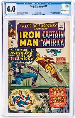 Tales Of Suspense #64 CGC 4.0 1965 Black Widow Dons Costume And Hawkeye App OWW • $178.40