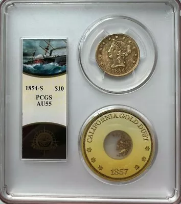 Ss Central America Ssca Rare 1854 S Eagle Au55 W/ Pinch 2nd Recovery Shipwreck  • $9696.96