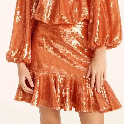 NWT J. Crew Women's Ruffle Hem Sequin Mini Skirt In Orange Size 4 Y2K • $45
