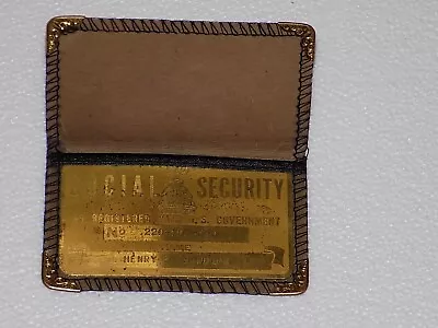 Rare Brass Antique Metal US Social Security ID Card Engraved In Original Case • $12