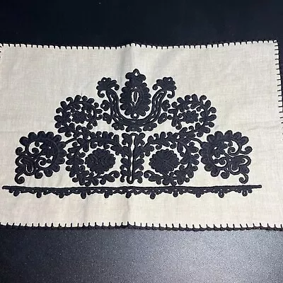 Vintage 1960'2 Embroidered Hungarian Matyo Linen Pillowcase • $40