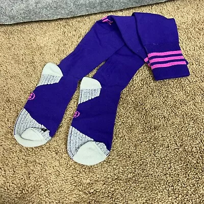$18.98 • Buy Adidas Mens Socks Size 7 - 9 Purple Pink Athletic Knee High Sports Logo Soccer