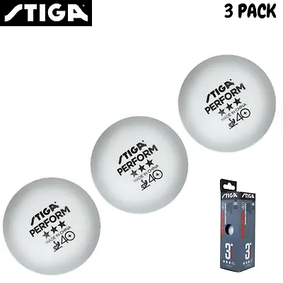 $20 • Buy 3pc STIGA Perform 3 Star Table Tennis Plastic Balls 40+ Ping Pong White ITTF