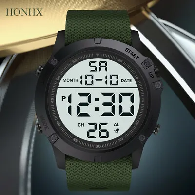 Fashion Men's Military Sports Watch LED Digital 5 ATM Round Wrist WatchesCA • $3.95