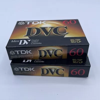 LOT OF 2 TDK Mini DV DVC60 Camcorder Video Cassette Tape Recordable 60 Min. NEW • $11.50