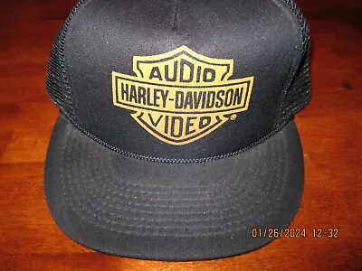 NOS Vintage Harley Davidson AUDIO VIDEO Adjustable Trucker ROPE Hat  LEBANON OH • $32.50