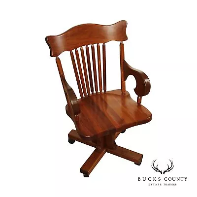 Martin Signed Hand Crafted Solid Walnut Swivel Office Desk Chair • $965