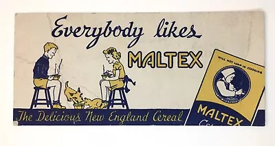 Everybody Likes Maltex Vintage Ink Blotter New England Cereal Boy Girl Cat Dog • $10.80