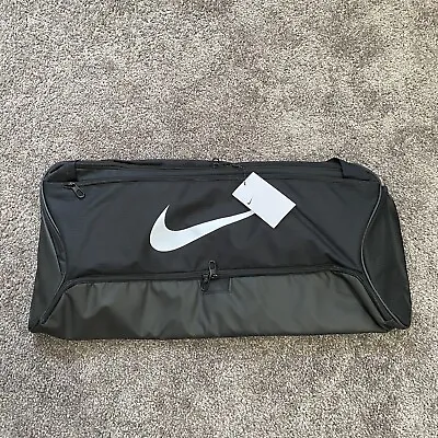 Nike Duffel Bag Brasilia 9.0 Black White 41L Medium Training Workout Gym Bag • $49.97