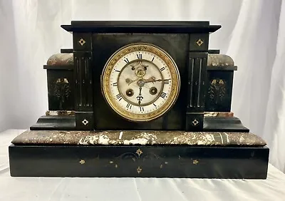 Antique Slate & Marble Mantle Clock Vincenti & Cie Medaille D’Argent For REPAIR • $185