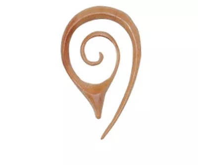 Ear Gauge Spiral Drop Pair Expander Piercing Horn Wood Bone Hook Organic Tribal • $21